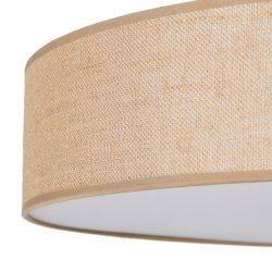 Natural metal/linen ceiling light 70 x 70 x 15 cm