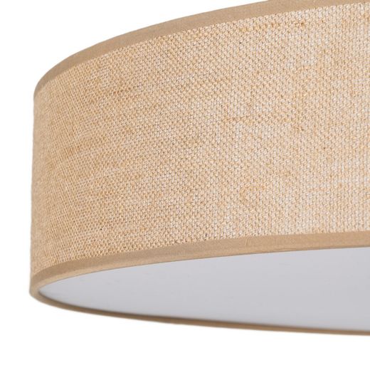 Natural metal/linen ceiling light 70 x 70 x 15 cm