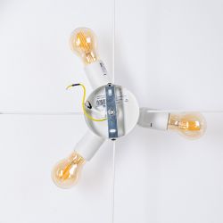 Natural metal/linen ceiling light 70 x 70 x 15 cm