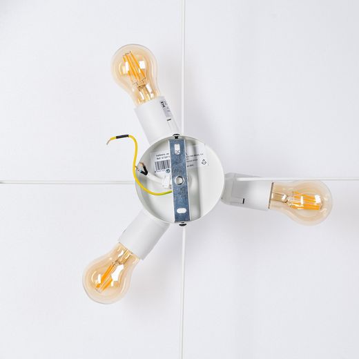 Natural metal/linen ceiling light 70 x 70 x 15 cm