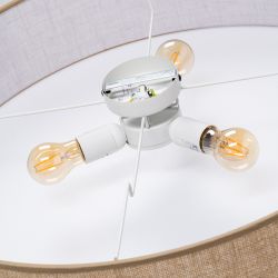 Natural metal/linen ceiling light 70 x 70 x 15 cm