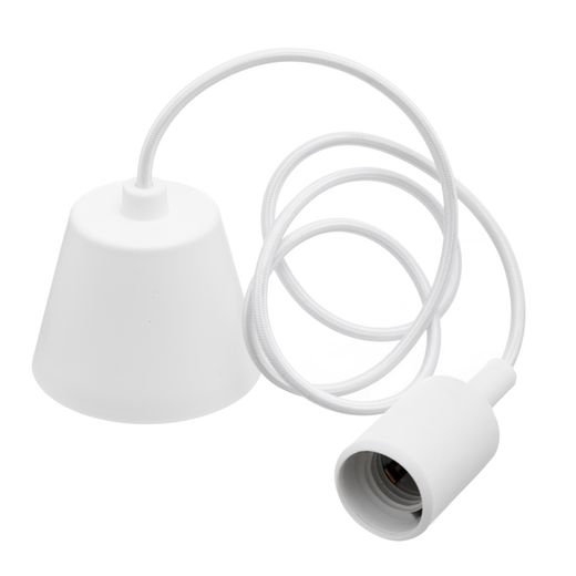 White plastic pendant lamp holder 4.50 x 4.50 x 10 cm