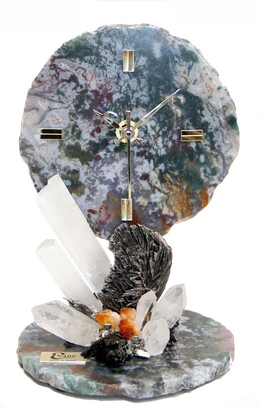Indian Agate Clock, 18cm Tall