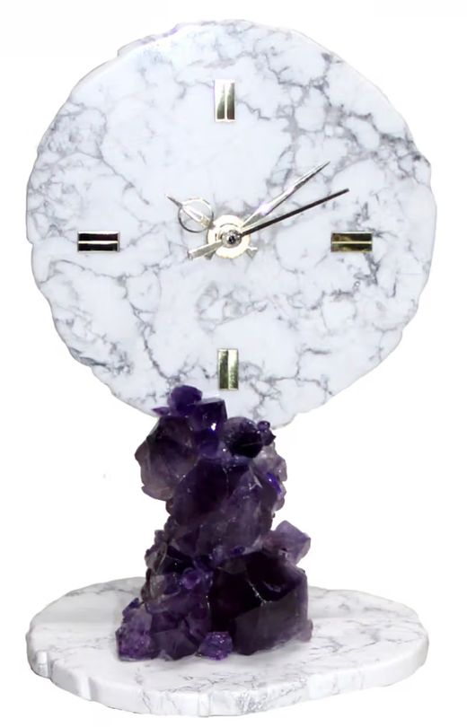 Howlite Clock, 18cm Tall