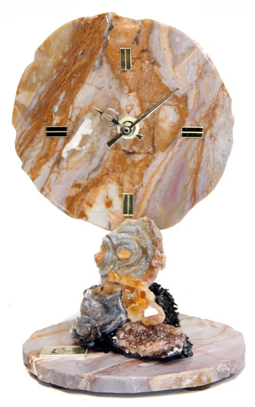 Ivory-colored Ocean Jasper Clock, 18cm Tall