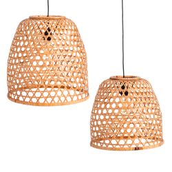 S/2 natural bamboo ceiling lamp 42 x 42 x 42 cm