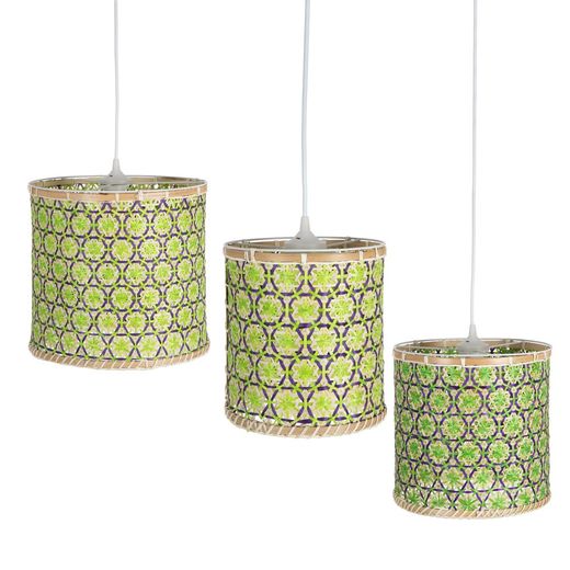 S/3 natural-green bamboo ceiling lamp 32 x 32 x 29 cm