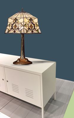 Foma Base Tischlampe mit Tiffany Lampenschirm Durchmesser 40cm