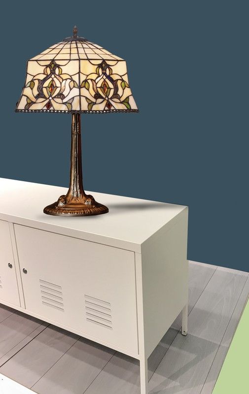 Foma Base Tischlampe mit Tiffany Lampenschirm Durchmesser 40cm