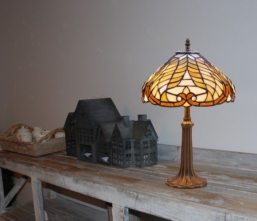 Foma Base Tischlampe mit Tiffany Lampenschirm Durchmesser 20cm