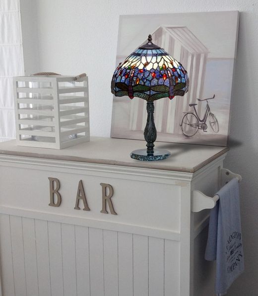 Tischlampe mit Tiffany Achat Serie Belle Epoque Durchmesser 30cm