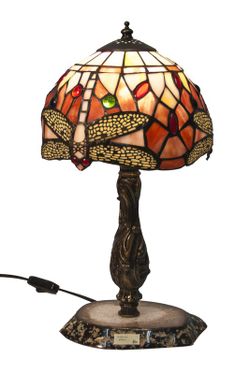 Tischlampe mit Tiffany Achat Serie Belle Rouge Durchmesser 20cm