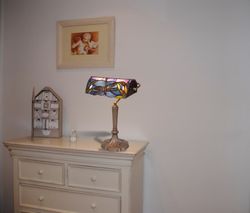 Candeeiro de mesa de escritório abajur banqueiro Tiffany Fly série de libélulas