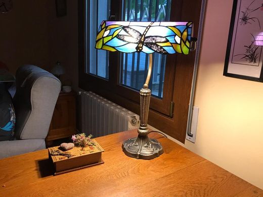 Candeeiro de mesa de escritório abajur banqueiro Tiffany Fly série de libélulas