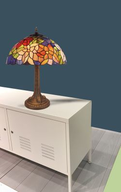 Größere Basis-Tischlampe mit Tiffany-Formen, Durchmesser 40 cm, Güell-Serie