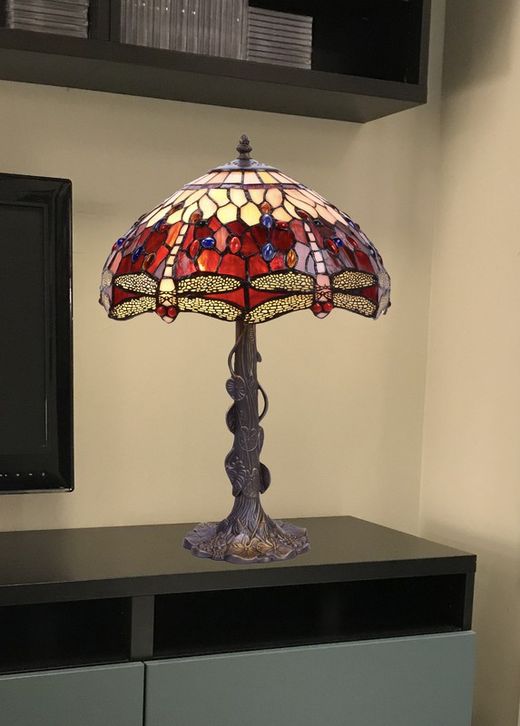 Große Tischlampe Tiffany Durchmesser 40cm Belle Rouge Serie