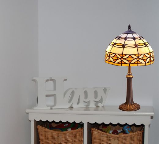 Sobremesa mediana base de foma Tiffany diámetro 30cm Serie Marfíl