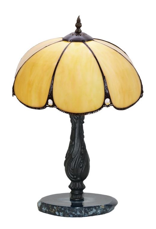 Sobremesa mediano Tiffany diámetro 30cm Serie Virginia con base ágata azul de "Tiffan y luz"