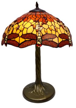 Tiffany Tischlampe Baumsockel Serie Belle Amber Durchmesser 40cm