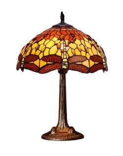 Tiffany-Tischlampe geformte Basis Serie Belle Amber Durchmesser 40cm