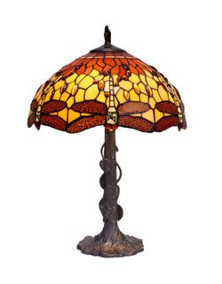 Tiffany Tischlampe Serie Belle Amber Durchmesser 40cm